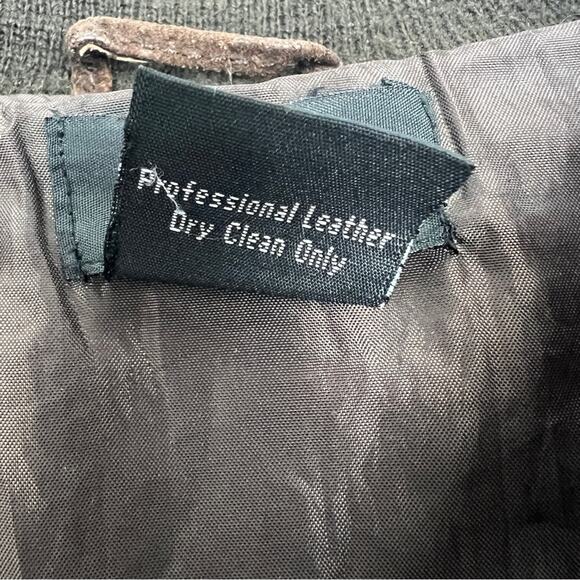 Vintage | Mens Brown Leather Bomber Jacket Suede by Pacific XL - Picture 11 of 11